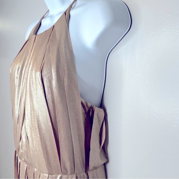 Halston Heritage Gold Metallic Carwash Dress Size M - Picture 9 of 15